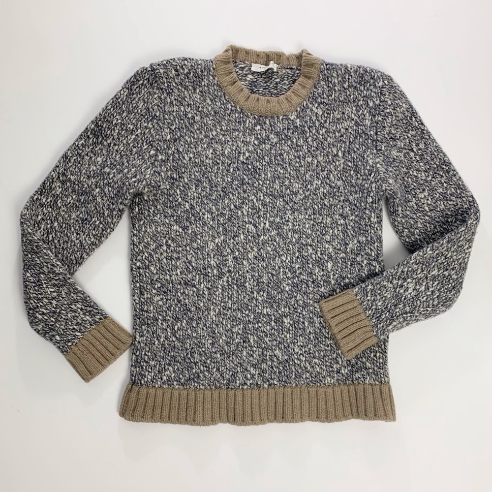 Boglioli Black White Marled Extra Soft Knit Wool Sweater Sz M